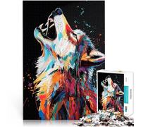 Rompecabezas de 1000 Piezas para Adolescentes Aullido de Lobo Colorido Acertijo para Actividades Divertidas en casa, Regalos de cumpleaños, Regalos de Viaje, 38x26cm