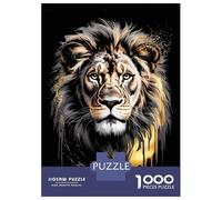 Rompecabezas De 1000 Piezas para Adolescentes Aureate Sovereign - Lion’s Roar in Abstract Gold & Ebony Rompecabezas Juegos De Relajación Análisis Y Lógica Desafío Educativo 52x38cm/1000pcs