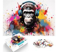 Rompecabezas de 1000 Piezas para Adolescentes Auriculares de Mono DJ desafío Educativo Actividades Divertidas en casa, Regalos de cumpleaños, Regalos de Viaje, 38x26cm