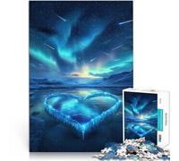 Rompecabezas de 1000 Piezas para Adolescentes Aurora Boreal de Corazón Congelado Juguetes de Juego Regalos de Amigo Secreto 38x26cm