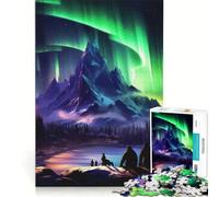 Rompecabezas de 1000 Piezas para Adolescentes Aurora Boreal Montaña Juegos Divertidos Entrena tu Cerebro y Manos Mejora el Amor Entre Parejas 38x26cm