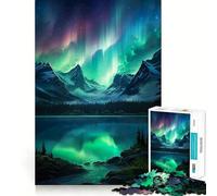 Rompecabezas de 1000 Piezas para Adolescentes Aurora Boreal,Montañas,Articulaciones Suaves,Diversión,Entrenamiento Mental,Juego Casual,Tiempo Libre,Arte navideño (38x26cm)