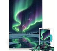 Rompecabezas de 1000 Piezas para Adolescentes Aurora Boreal sobre Frozen Arte de Corte Limpio Juego Creativo Juguete Juego Relajante Juego Arte (38x52cm)