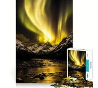 Rompecabezas de 1000 piezas para adolescentes Aurora Boreal sobre montañas nevadas Arte de bordes precisos Juguete para entrenar la mente Juego para pasar un rato agradable Decoración navideña 38x52cm