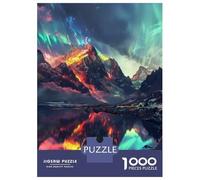 Rompecabezas De 1000 Piezas para Adolescentes Aurora Borealis Mountain Reflections Rompecabezas para Adultos Juegos Familiares Mejora La Memoria Cumpleaños Y Navidad 70x50cm/1000pcs