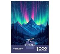 Rompecabezas De 1000 Piezas para Adolescentes Aurora Borealis Mountain Scene-2 Rompecabezas para Adultos Juegos Relajantes Regalos para Mujeres Interacción Entre Padres E Hijos 38x26cm/1000pcs
