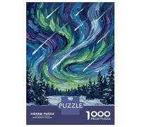 Rompecabezas De 1000 Piezas para Adolescentes Aurora Borealis Over Snowy Forest Rompecabezas para Adultos Juego Familiar Difícil Difícil Cumpleaños Y Navidad 70x50cm/1000pcs