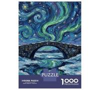 Rompecabezas De 1000 Piezas Para Adolescentes Aurora Borealis over Stone Bridge Painting Rompecabezas De Juguete Para Decoración De Pared Desafío Difícil Regalo De Cumpleaños, Regalos, 38x26cm/1000pcs
