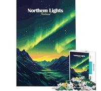 Rompecabezas de 1000 Piezas para Adolescentes Auroras boreales de Islandia Juego Educativo Juguetes didácticos Regalo Ideal para cumpleaños y para Disfrutar en Familia (Tamaño 38x26cm)