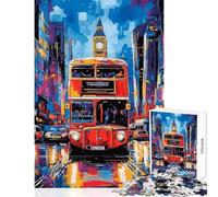 Rompecabezas de 1000 Piezas para Adolescentes Autobús londinense de Estilo Pop Art con el Big Ben de Fondo Juego práctico decoración Juguete Educativo Entrena tu Cerebro y Tus Manos (38x26cm)