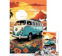 Rompecabezas de 1000 Piezas para Adolescentes autobús VW Retro Playa Viajes Juguete Educativo Regalos para Mujeres y Hombres Juegos de relajación interacción Entre Padres e Hijos tamaño 50x75cm