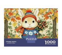 Rompecabezas De 1000 Piezas para Adolescentes Autumn Bunny with Berries Rompecabezas para Adultos Juego Práctico Arte De Pared Oferta como Regalos para Toda La Familia 70x50cm/1000pcs