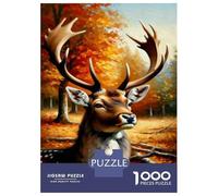 Rompecabezas De 1000 Piezas para Adolescentes Autumn Forest Deer Painting Rompecabezas para Adultos Juegos Relajantes Alivia El Estrés Ayuda A Ejercitar El Cerebro 70x50cm/1000pcs