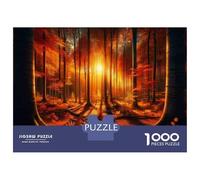 Rompecabezas De 1000 Piezas para Adolescentes Autumn Forest Sunset Rompecabezas para Adultos Juego Familiar Decoración del Hogar Cumpleaños Y Navidad 52x38cm/1000pcs