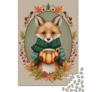 Rompecabezas De 1000 Piezas para Adolescentes Autumn Fox with Pumpkin Mug Rompecabezas para Adultos Juego De Ingenio Decoración Cumpleaños 52x38cm/1000pcs
