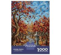 Rompecabezas De 1000 Piezas para Adolescentes Autumn Path with Stone Lantern Painting Rompecabezas para Adultos Juguetes Antiestrés Desafío Difícil Desafiante De Completar 38x26cm/1000pcs