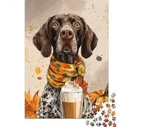 Rompecabezas De 1000 Piezas para Adolescentes Autumn Pumpkin Spice Latte Dog Rompecabezas para Adultos Juguetes DIY para La Diversión Familiar para Cumpleaños, Navidad 38x26cm/1000pcs