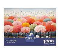 Rompecabezas De 1000 Piezas para Adolescentes Autumn Trees with Bears Rompecabezas para Adultos Juego Práctico Regalos para Mujeres Regalos para Amigos Y Familiares 70x50cm/1000pcs
