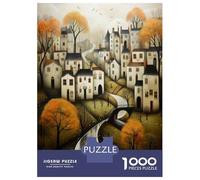 Rompecabezas De 1000 Piezas para Adolescentes Autumn Village Scene Art Print-3 Rompecabezas para Adultos Juguetes DIY Desafío Difícil Regalos para Amigos Y Familiares 52x38cm/1000pcs