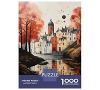 Rompecabezas De 1000 Piezas para Adolescentes Autumnal Village Reflections Rompecabezas para Adultos Juego Familiar Análisis Y Lógica Interacción Entre Padres E Hijos 38x26cm/1000pcs