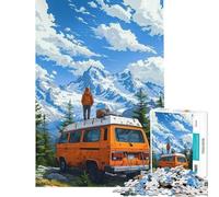 Rompecabezas de 1000 Piezas para Adolescentes Aventura en Furgoneta Naranja Rompecabezas de Juguete para Adolescentes Decoración de Pared Carrera de Velocidad Manual Ayuda a ejercitar el Cerebro