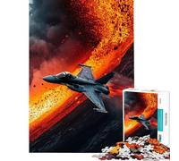 Rompecabezas de 1000 Piezas para Adolescentes avión de Combate Flujo de Lava Rompecabezas para Adultos Juegos Familiares Juego de ensamblaje desafiante Regalo (tamaño 38x26cm)