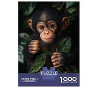 Rompecabezas De 1000 Piezas para Adolescentes Baby Chimpanzee Holding Branch Rompecabezas para Adolescentes Juegos Relajantes para La Diversión Familiar Juego Desafiante Regalos 52x38cm/1000pcs