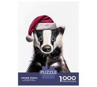 Rompecabezas De 1000 Piezas para Adolescentes Badger Wearing Santa Hat Rompecabezas para Adultos Juegos De Relajación Ensamblaje De Patrones Diversión En Casa Actividades, 70x50cm/1000pcs