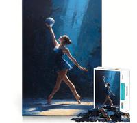 Rompecabezas de 1000 Piezas para Adolescentes Bailarina con Pelota en luz Azul,Encaje, Arte,Juego Mental,Regalo,Tiempo de Descanso,diversión,Navidad,Ocio,Arte (38x52cm)