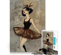 Rompecabezas de 1000 Piezas para Adolescentes Bailarina con tutú Negro y marrón,diseño de Bordes precisos,Juguete para Entrenar la Mente,Juego para Pasar un rato Agradable,decoración navideña 38x52cm
