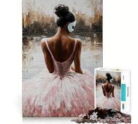 Rompecabezas de 1000 Piezas para Adolescentes Bailarina con tutú Rosa,Pintura,Arte de Corte Limpio,Juego Creativo,Juguete,Juego Relajante, (38x26cm)