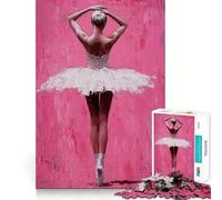 Rompecabezas de 1000 Piezas para Adolescentes Bailarina de Ballet en Rosa,Corte Suave,Juego de lógica,Tiempo de Juego Relajante,Regalo de cumpleaños para Aficionados (38x52cm)