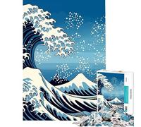 Rompecabezas de 1000 Piezas para Adolescentes Bajo la Ola Kanagawa Rompecabezas para Adultos Juego práctico Que Mejora la Memoria cumpleaños y Navidad (tamaño 50x75cm)