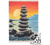 Rompecabezas De 1000 Piezas para Adolescentes Balanced Zen Stones Sunset Print Rompecabezas para Adultos Juego Familiar Desafío Difícil Interacción Entre Padres E Hijos 70x50cm/1000pcs