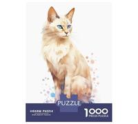 Rompecabezas De 1000 Piezas para Adolescentes Balinese Cat Watercolor Rompecabezas para Adolescentes Juguetes Antiestrés Patrón De Ensamblaje Desafío Educativo 38x26cm/1000pcs