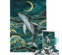 Rompecabezas de 1000 Piezas para Adolescentes Ballena bajo la Luna Rompecabezas Digital Juegos Divertidos Decoración Perfecta Regalo Ideal para Toda la Familia (tamaño 38x52cm)