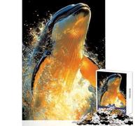 Rompecabezas de 1000 Piezas para Adolescentes Ballena Dorada Saltando Juego práctico con Animales desafío difícil Juguete Educativo Que Mejora el Amor Entre Parejas (38x52cm)
