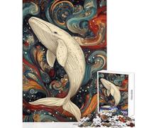 Rompecabezas de 1000 Piezas para Adolescentes Ballena en un Paisaje onírico Juego Imposible Que Mejora la Memoria Juguetes para decoración del hogar Regalo de cumpleaños o para Viajes (38x26cm)