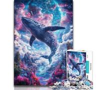 Rompecabezas de 1000 Piezas para Adolescentes, Ballena Espacial, Juegos educativos clásicos, con póster a Juego y Hoja de Trivia para niños a Partir de 14 años, 38x26cm