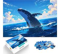Rompecabezas de 1000 Piezas para Adolescentes Ballena Saltando bajo el Cielo Azul Actividad Familiar Gran Regalo para Juegos 38x26cm