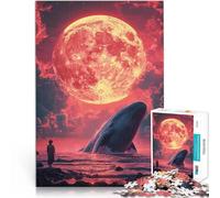 Rompecabezas de 1000 Piezas para Adolescentes Ballena y Luna de Sangre Diversión Familiar Actividades Divertidas en casa, Regalos de cumpleaños, Regalos de Viaje, 52x38cm