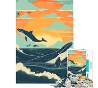 Rompecabezas de 1000 Piezas para Adolescentes Ballenas al Atardecer Juguetes adictivos para Cultivar la Paciencia Juegos Divertidos para Toda la Familia Excelentes Regalos y Juguetes (Tamaño 75x50cm)