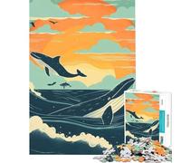 Rompecabezas de 1000 Piezas para Adolescentes Ballenas al Atardecer Juguetes educativos Juego Imposible para divertirse en Familia Regalo Ideal para cumpleaños (tamaño 38x26cm)