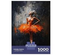 Rompecabezas De 1000 Piezas para Adolescentes Ballerina in Orange Tutu Painting Dark Ballet Artwork Rompecabezas para Adultos Juegos Relajantes Decoración del Hogar Regalos De Cumpleaños Y Únicos 70x