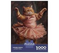 Rompecabezas De 1000 Piezas para Adolescentes Ballerina Orange Tabby Cat Rompecabezas para Adolescentes Juegos Relajantes para La Diversión Familiar Juego Desafiante Regalos 38x26cm/1000pcs