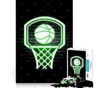 Rompecabezas de 1000 Piezas para Adolescentes,Baloncesto,neón,Deporte,Corte Limpio,decoración,Juguete para ejercitar el Cerebro,Juego de Paz,diversión, (38x52cm)