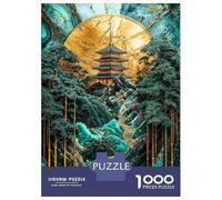 Rompecabezas De 1000 Piezas para Adolescentes Bamboo Grove Temple Art Rompecabezas Juegos Relajantes Análisis Y Lógica Reducción del Estrés Regalos 52x38cm/1000pcs