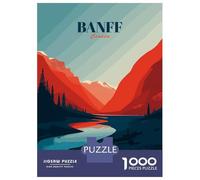 Rompecabezas De 1000 Piezas para Adolescentes Banff Canada Landscape Illustration Rompecabezas para Adultos Juego Familiar Decoración del Hogar Regalos para Reducir El Estrés 38x26cm/1000pcs