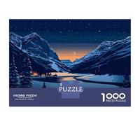 Rompecabezas De 1000 Piezas para Adolescentes Banff Canada Winter Landscape Illustration Rompecabezas para Adultos Juguetes De Bricolaje Desafío Difícil Cumpleaños 38x26cm/1000pcs