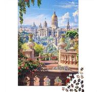 Rompecabezas De 1000 Piezas para Adolescentes Barcelona Cityscape with Park Rompecabezas para Adolescentes Juego De Ingenio Una Obra De Arte Diversión En Casa Actividades, 70x50cm/1000pcs